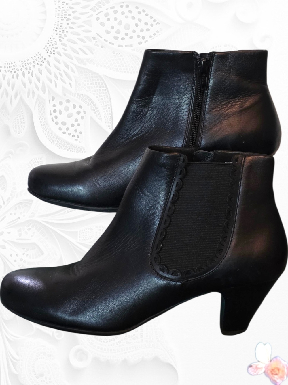 Umberto Raffini NORRIS Black Leather Zipper Ankle Booties 37 6.5-7